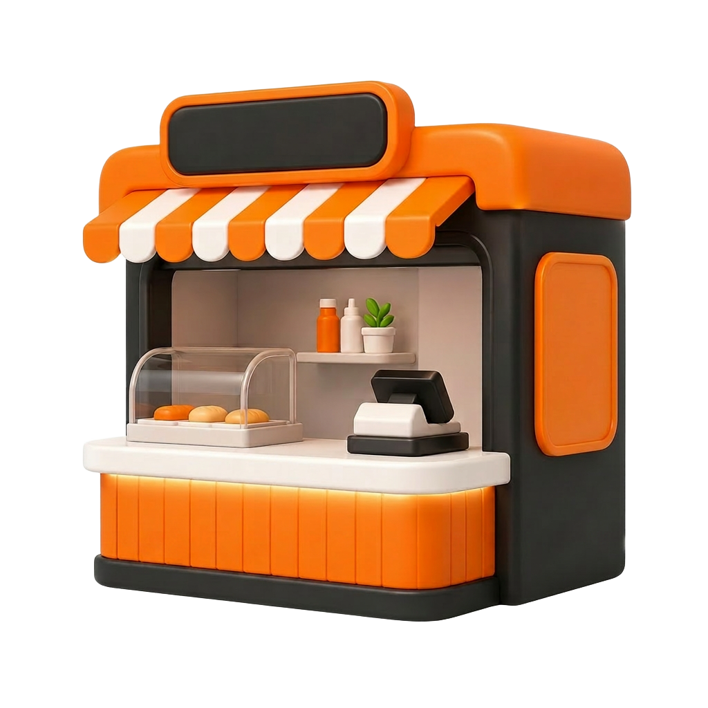 3D illustration of an Order Live food stand